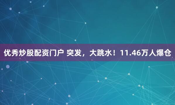 优秀炒股配资门户 突发，大跳水！11.46万人爆仓